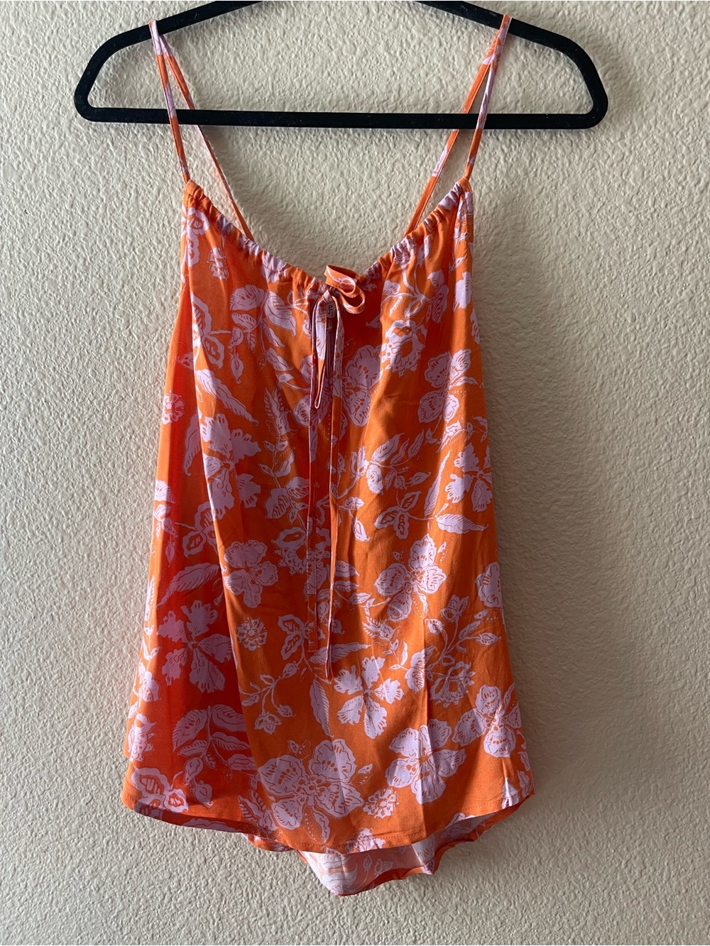 Emily Wonder Orange Floral Spaghetti-Strap Tank Top